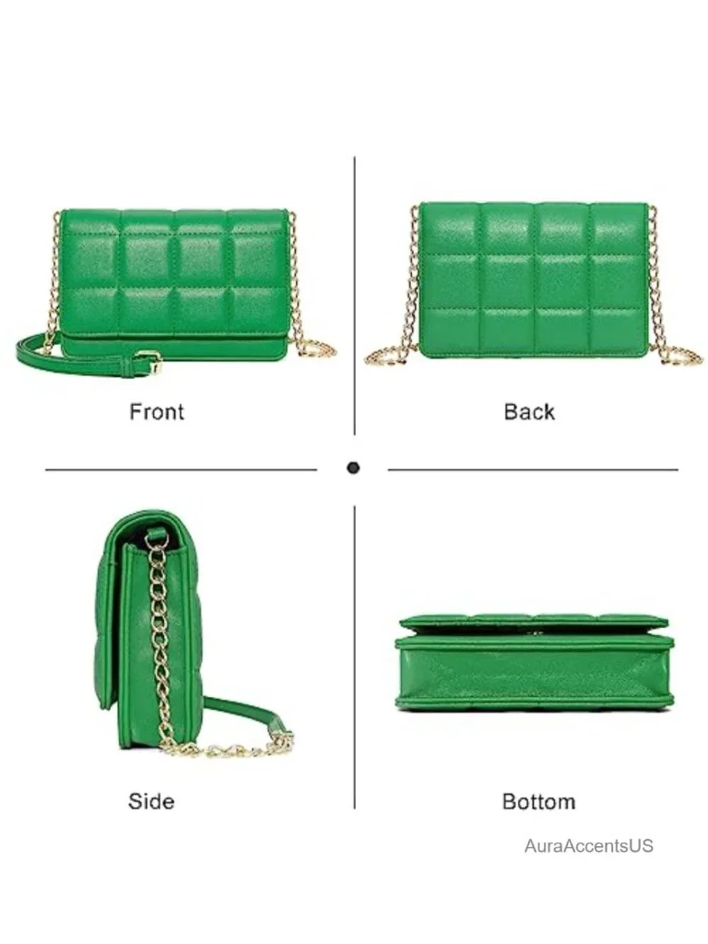 Trendy Quilted PU Leather Mini Crossbody Wallet Chain Shoulder Purse Evening Bag